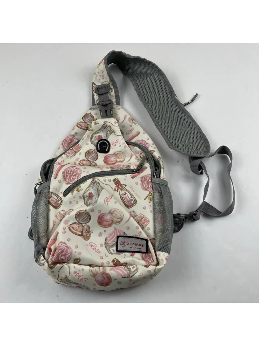 ZOMAKE Sling Backpack Crossbody Bag Travel Rose Cosmetics Perfume Print